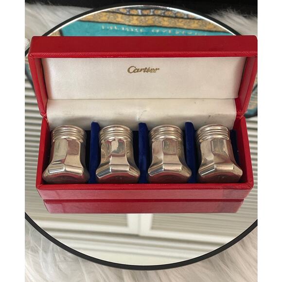 CARTIER Vintage Boxed Sterling Silver Salt & Pepper Shakers Pre-Owned - Picture 4 of 6
